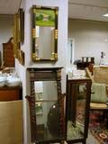 Splitbaluster Mirror with ReversePainted Glass Tablet and a Late Federal Carved Mahogany Tabernacle Mirror