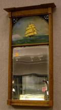 Federalstyle Tiger Maple Tabernacle Mirror with ReversePainted Glass Tablet