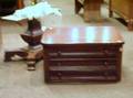 Empire Mahogany Veneer ThreeDrawer Pedestal Work Table