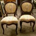 Pair of Victorian Rococo Upholstered Carved Walnut Parlor Side Chairs