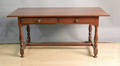 Pennsylvania Queen Anne style walnut farm table with two drawers