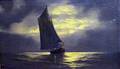 Framed Oil of a Moonlit Sail