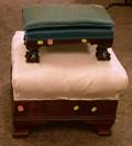 Georgianstyle Upholstered Carved Mahogany Footstool and Empire Upholstered Mahogany Veneer Ottoman