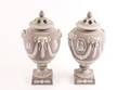 Pair of Wedgwood Jasperware Lilac Covered Urns
