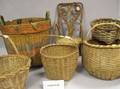Nine Woven Baskets and Wicker Dolls Chair