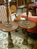 Pair of Neoclassical Giltmetal and Mahogany Floor LampTables