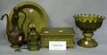 Approximately Ten Asian Brass and Copper Tableware and Decorative Items