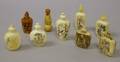 Nine Japanese Decorated Ivory Snuff Bottles