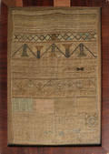 Silk on linen sampler dated 1789