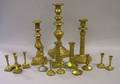 Sixteen Brass Candle and Tapersticks