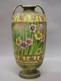 Japanese Daffodil Decorated Ceramic TwoHandled Vase