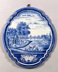 Harlequin Pair of Delft Tin Glazed Earthenware Blue and White Wall Plaques