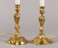 Pair of Louis XV Style Ormolu Candlestick Lamp Bases
