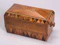 Late Regency Specimen Wood Tea Marquetry Inlaid Tea Caddy