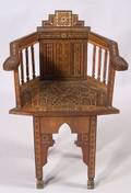 Syrian MotherofPearl and Bone Inlaid Hardwood Armchair