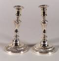Pair of Silvered Brass Candlesticks