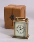 Cased Waterbury Miniature Bronze Carriage Timepiece