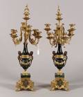 Pair of Louis XVIstyle Green Marble and Ormolu Seven Light Candelabra