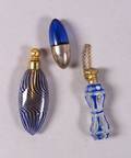Three Small Blue Accented Glass Scent Flasks