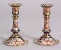 Pair of Royal Crown Derby Bone China Candlesticks