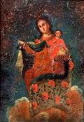 Spanish Colonial School 19th Century Madonna and Child Enthroned in Heaven