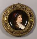 German Handpainted Portrait Charger in Bronze Frame