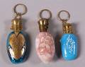 Three Victorian Enamel Decorated Glass Perfume Flasks