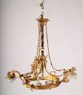 Louis XVIstyle Gilt Metal Porcelain and Glass Mounted Six Light Chandelier