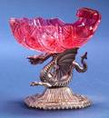 Viennese Silver and Cranberry Flashed Glass Compote