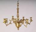 Diminutive Continental Brass Sevenlight Baroquestyle Chandelier