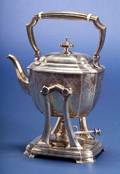 Tiffany  Co Sterling Acid Etched Kettle on Stand