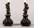 Pair of Louis XVIstyle Figural Bronze and Slate Candlesticks