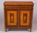 Continental Fruitwood and Maple Marquetry and Parquetry Inlaid Rosewood Side Cabinet