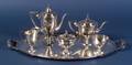 Five Piece Tiffany  Co Sterling Tea and Coffee Service with Plated Tray