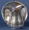 Arts  Crafts Hammered Silver Pitcher and Salver