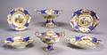 English Rockinghamtype Scenic Porcelain Dessert Service