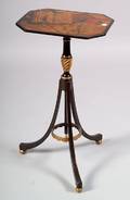 Regencystyle Ebonized and Trompe Loeil Tripod Table