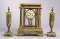 French Green Onyx Three Part Clock Garniture