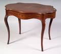 Victorian Marquetry Inlaid Mahogany Turtletop Center Table