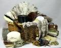 Splint Basket of Assorted Antique Accessories