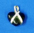 14kt Gold Onyx and Diamond Heart Pendant
