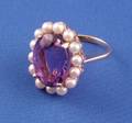 14kt Gold Amethyst and Cultured Pearl Ring