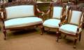 Threepiece Victorian Upholstered Carved Walnut Parlor Suite