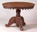 Folk Painted and Combdecorated Roundtop Pedestalbase Center Table