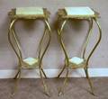 Pair of Victorian Cast Brass and Alabaster Stands