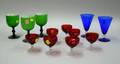 Eleven Pieces of Colored Art Glass Stemware