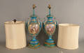 Pair of painted porcelain table lamps