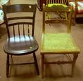 Paint Decorated Side Chair and a Grained and Stenciled Thumbback Side Chair