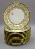 Set of Twelve Wm Guerin  Co Limoges Gilt Enameled Porcelain Dinner Plates
