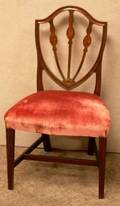 Federal Upholstered Inlaid Mahogany Shieldback Side Chair